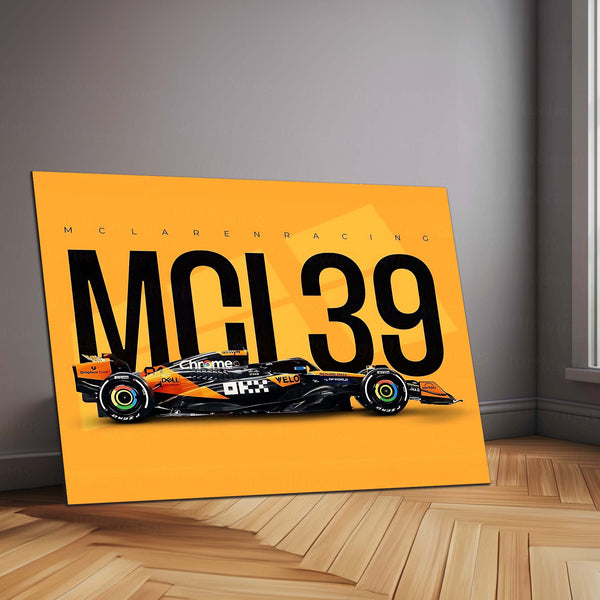 McLaren Racing – MCL39 Livery Metal Frame | 2024 Formula 1 Car Wall Art - TURTLEWINGS 