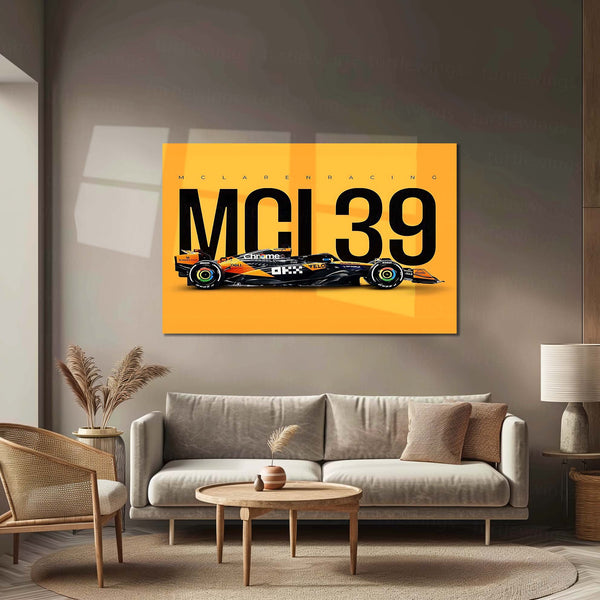 McLaren Racing – MCL39 Livery Metal Frame | 2024 Formula 1 Car Wall Art - TURTLEWINGS 