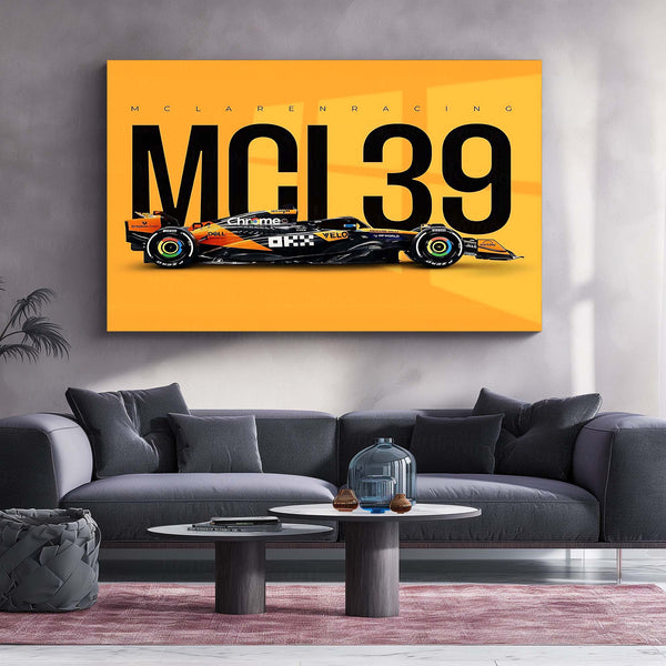 McLaren Racing – MCL39 Livery Metal Frame | 2024 Formula 1 Car Wall Art - TURTLEWINGS 