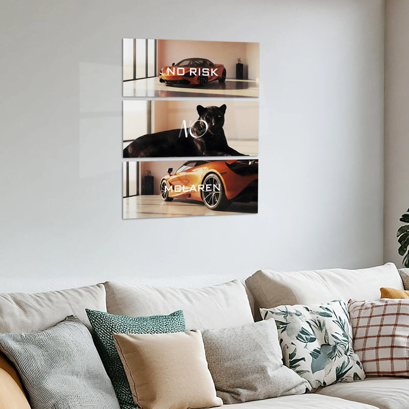 Motivational Metal Poster – Set of 3 | No Risk. No McLaren. | Luxury Hustle Wall Art - TURTLEWINGS 