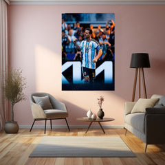 Lionel Messi Argentina Victory Celebration Metal Poster | World Champion Football Legend Wall Art