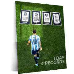 Lionel Messi Guinness World Records Metal Poster | Argentina Football Legend Record Breaker Wall Art