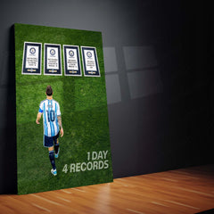 Lionel Messi Guinness World Records Metal Poster | Argentina Football Legend Record Breaker Wall Art