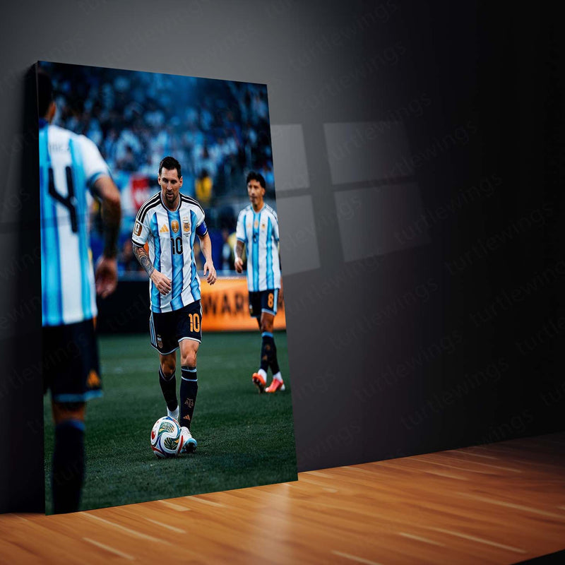 Lionel Messi Argentina Matchday Metal Poster | World Champion No. 10 Football Wall Art