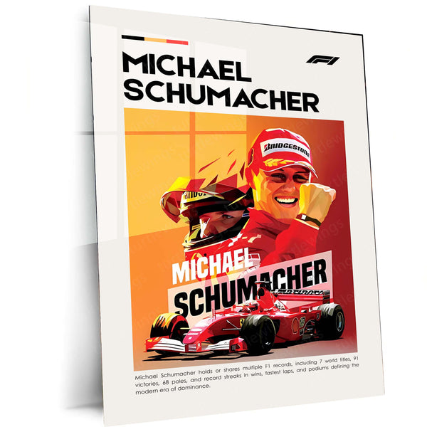 Michael Schumacher Metal Frame | Ferrari Formula 1 Legend Wall Art - TURTLEWINGS 