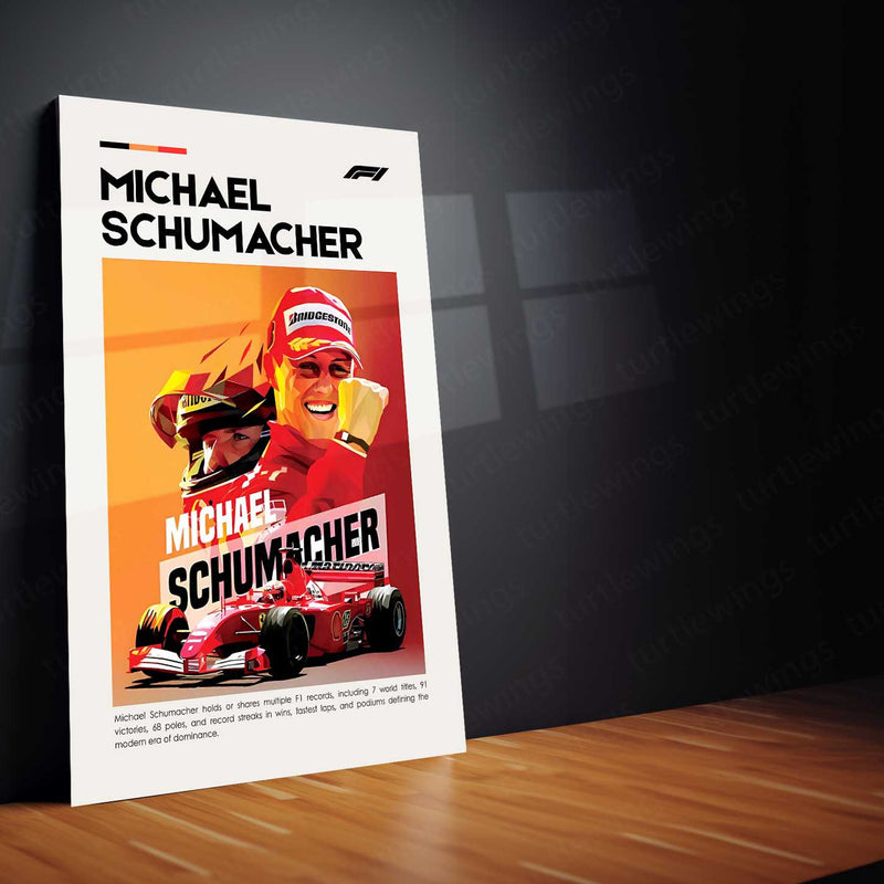 Michael Schumacher Metal Frame | Ferrari Formula 1 Legend Wall Art - TURTLEWINGS 