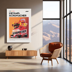 Michael Schumacher Metal Frame | Ferrari Formula 1 Legend Wall Art - TURTLEWINGS 