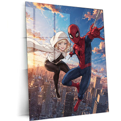 Miles & Morales Spider-Man Couple Art Metal Frame | Marvel-Inspired Wall Decor - TURTLEWINGS 