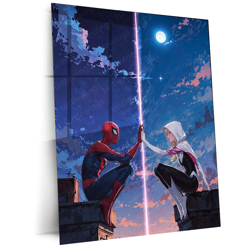 Miles & Morales Spider-Man Couple Art Metal Frame | Marvel-Inspired Wall Decor 02 - TURTLEWINGS 