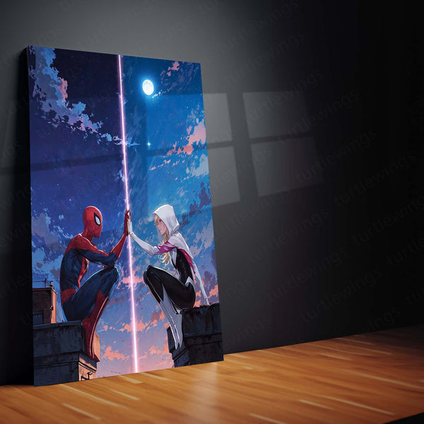 Miles & Morales Spider-Man Couple Art Metal Frame | Marvel-Inspired Wall Decor 02 - TURTLEWINGS 