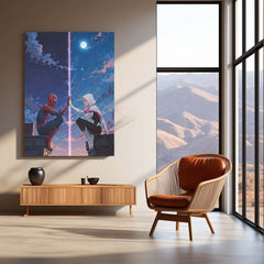 Miles & Morales Spider-Man Couple Art Metal Frame | Marvel-Inspired Wall Decor 02 - TURTLEWINGS 