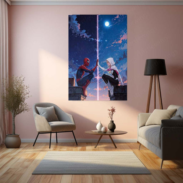Miles & Morales Spider-Man Couple Art Metal Frame | Marvel-Inspired Wall Decor 02 - TURTLEWINGS 