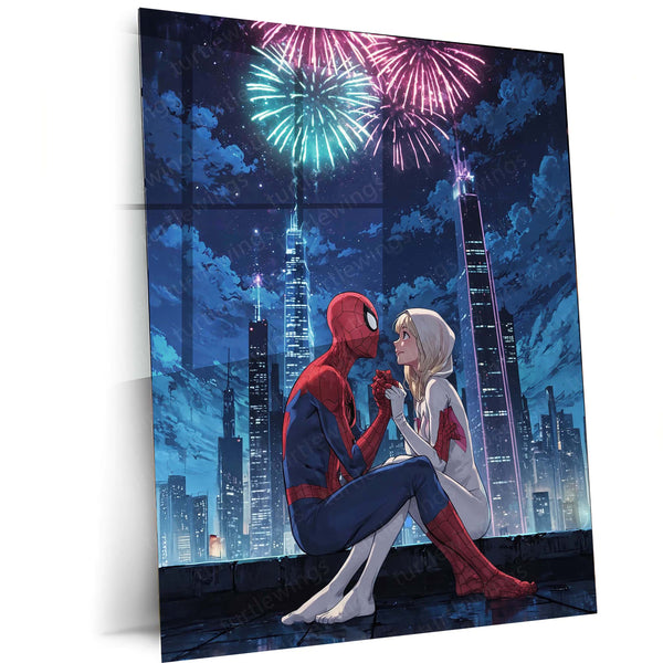 Miles & Morales Spider-Man Couple Art Metal Frame | Marvel-Inspired Wall Decor 03 - TURTLEWINGS 