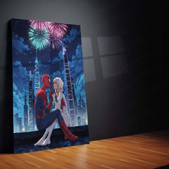 Miles & Morales Spider-Man Couple Art Metal Frame | Marvel-Inspired Wall Decor 03 - TURTLEWINGS 
