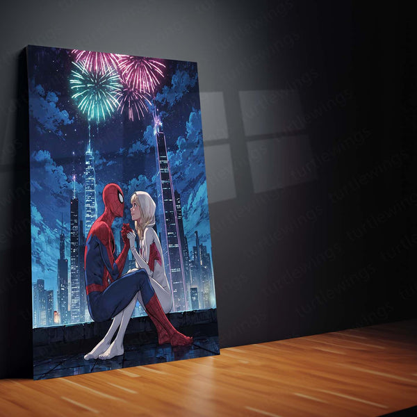 Miles & Morales Spider-Man Couple Art Metal Frame | Marvel-Inspired Wall Decor 03 - TURTLEWINGS 