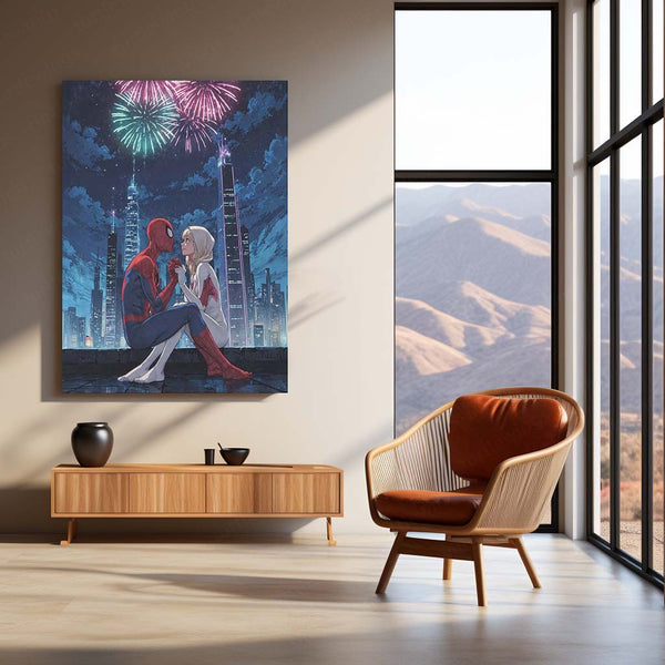 Miles & Morales Spider-Man Couple Art Metal Frame | Marvel-Inspired Wall Decor 03 - TURTLEWINGS 