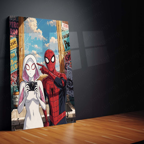 Miles & Morales Spider-Man Couple Art Metal Frame | Marvel-Inspired Wall Decor 04 - TURTLEWINGS 