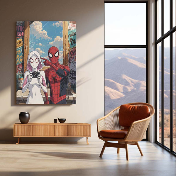 Miles & Morales Spider-Man Couple Art Metal Frame | Marvel-Inspired Wall Decor 04 - TURTLEWINGS 
