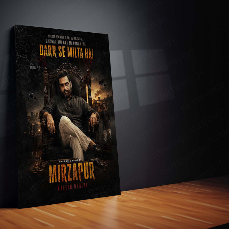 Mirzapur – Kaleen Bhaiya Throne | Crime Drama Metal Frame | Iconic Indian Series Wall Art by TurtleWings
