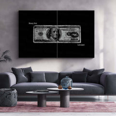 MONEY FIRST, LOVE LATER – Dollar Aesthetic Metal Frame | Hustle Quote Wall Art | Bold Typography Poster
