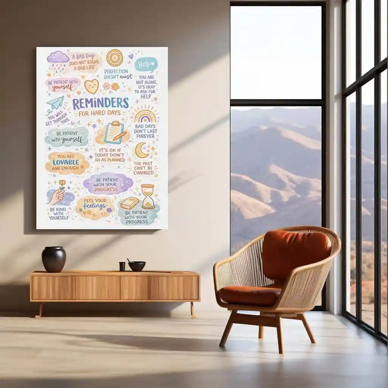 Quote Metal Poster | Reminders For Hard Days – Self Love & Mental Wellness | Motivational Metal Frame - TURTLEWINGS 