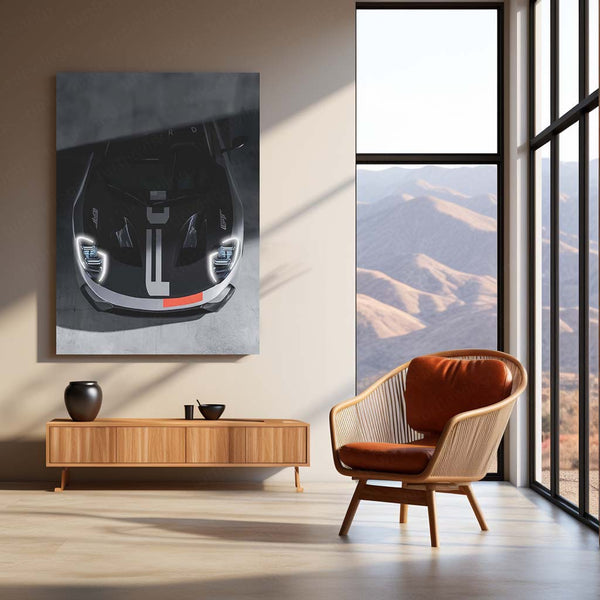 LED | Ford GT Front Shot – LED Car Poster in Dark Aesthetic | Glowing Metal Wall Art for Supercar Lovers - TURTLEWINGS 