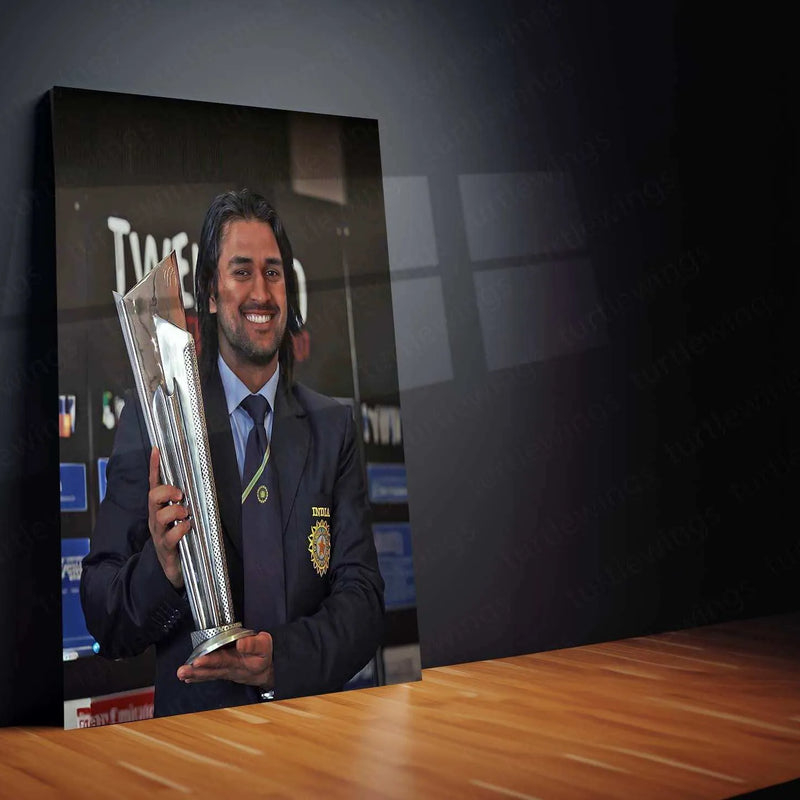 MS Dhoni 2007 Metal Poster – Iconic T20 World Cup Victory Wall Art 2 - TURTLEWINGS 