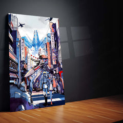 Anime Metal Poster | Macross – Mecha City Skyline Artwork | Classic Sci-Fi Anime Metal Frame Poster