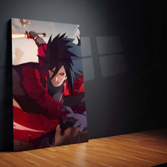 Anime Metal Poster Set of 3 | Naruto | Madara Uchiha Red Armor Battle Triptych Wall Art