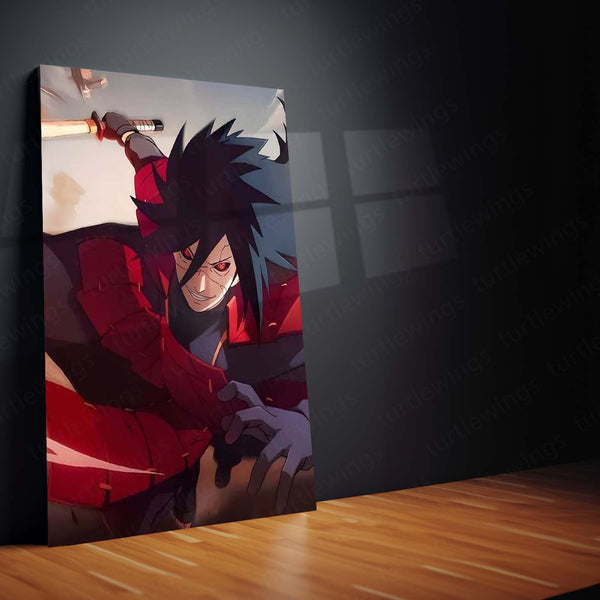 Anime Metal Poster Set of 3 | Naruto | Madara Uchiha Red Armor Battle Triptych Wall Art