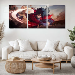 Anime Metal Poster Set of 3 | Naruto | Madara Uchiha Red Armor Battle Triptych Wall Art