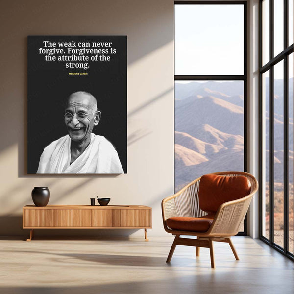Quote Metal Poster | Mahatma Gandhi – Forgiveness is Strength Quote Metal Poster | Inspirational Wall Frame