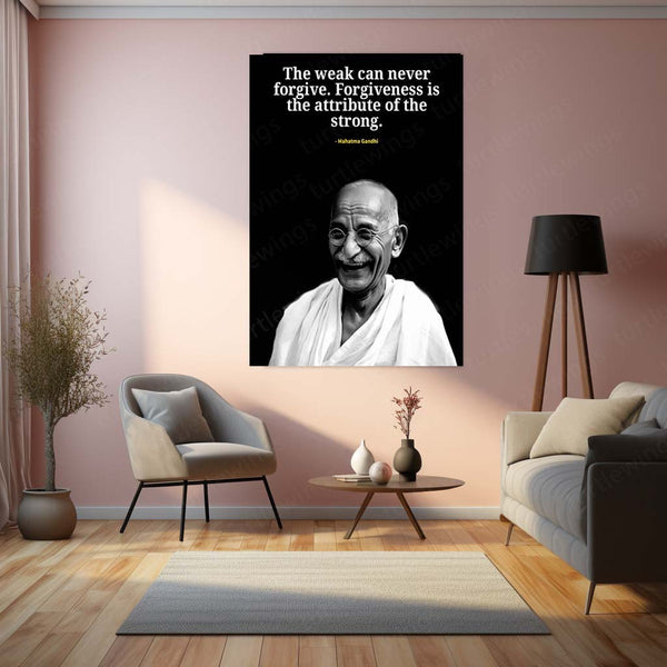 Quote Metal Poster | Mahatma Gandhi – Forgiveness is Strength Quote Metal Poster | Inspirational Wall Frame