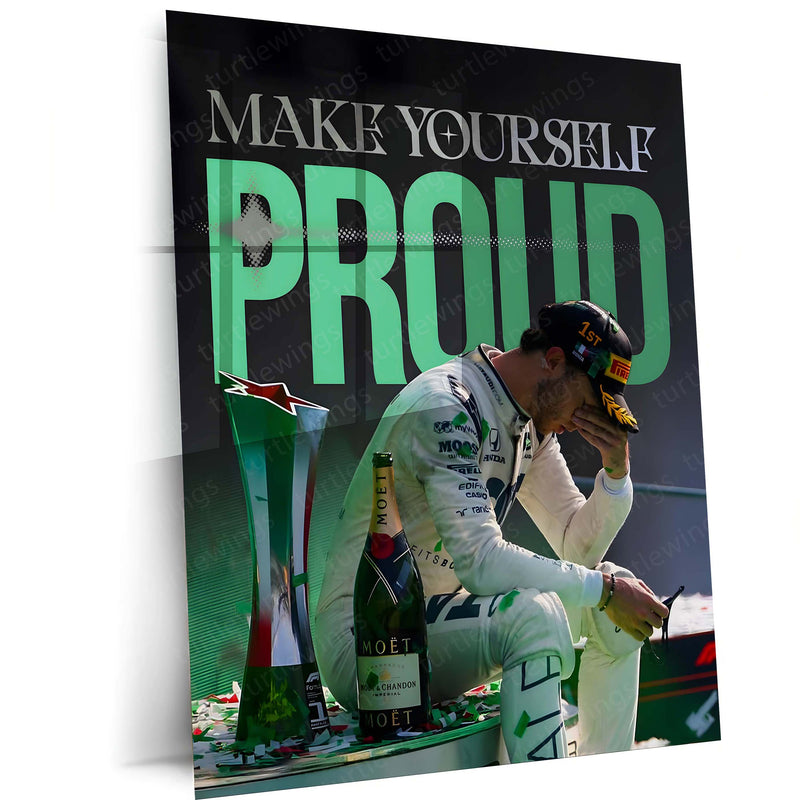 Quote Metal Poster | Pierre Gasly – Make Yourself Proud Metal Frame Formula 1 Resilience Wall Art | Personal Victory Mindset Quote Metal Poster