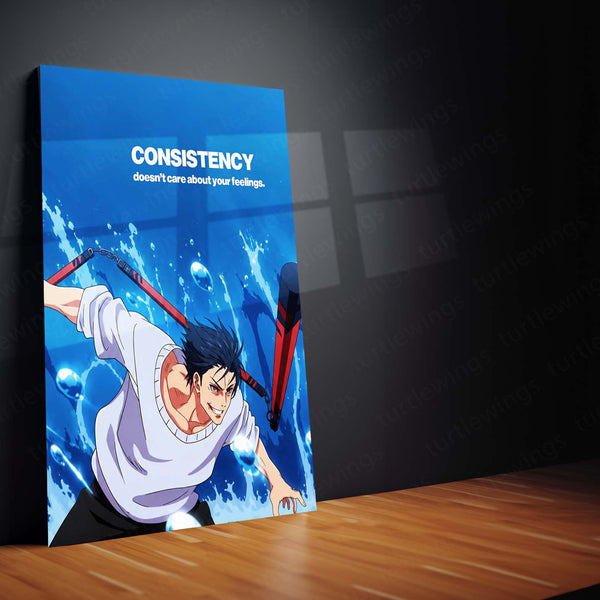 Anime Metal Poster | Maki Zen’in Consistency Metal Poster | Jujutsu Kaisen Motivational Anime Wall Art | Discipline & Focus Metal Print