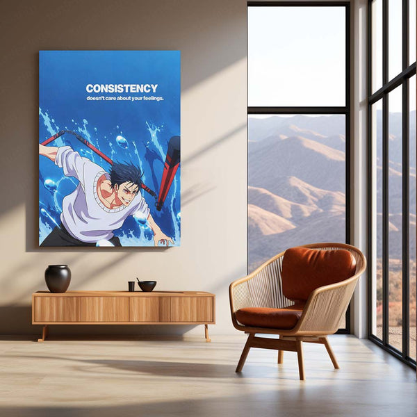Anime Metal Poster | Maki Zen’in Consistency Metal Poster | Jujutsu Kaisen Motivational Anime Wall Art | Discipline & Focus Metal Print