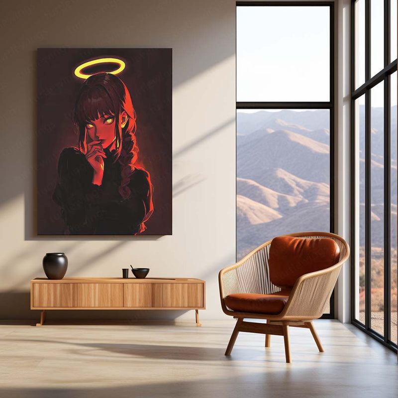Anime metal poster | Makima – Chainsaw Man Metal Poster | Control Devil Anime Wall Frame