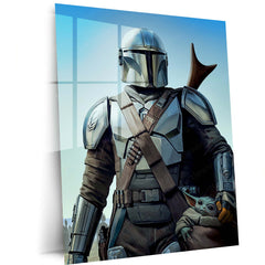 Mandalorian Warrior Metal Poster | Galactic Protector Wall Art  Epic Sci-Fi Adventure Metal Frame by TurtleWings
