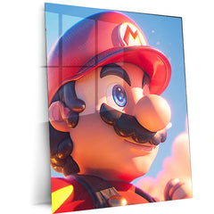 Mario Close-Up – Retro Gaming Metal Frame | Classic Nintendo Wall Art | Bold Character Poster for Gamers