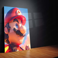 Mario Close-Up – Retro Gaming Metal Frame | Classic Nintendo Wall Art | Bold Character Poster for Gamers