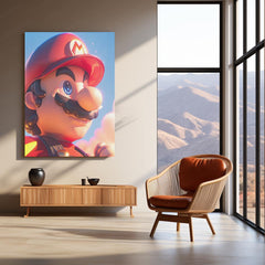 Mario Close-Up – Retro Gaming Metal Frame | Classic Nintendo Wall Art | Bold Character Poster for Gamers