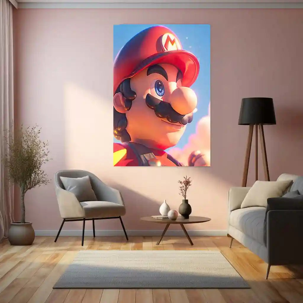 Mario Close-Up – Retro Gaming Metal Frame | Classic | TURTLEWINGS