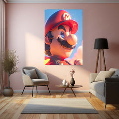 Mario Close-Up – Retro Gaming Metal Frame | Classic Nintendo Wall Art | Bold Character Poster for Gamers