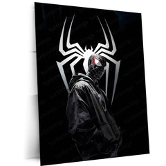 Spider-Man Miles Morales Black Suit Metal Poster | Marvel Superhero Wall Art