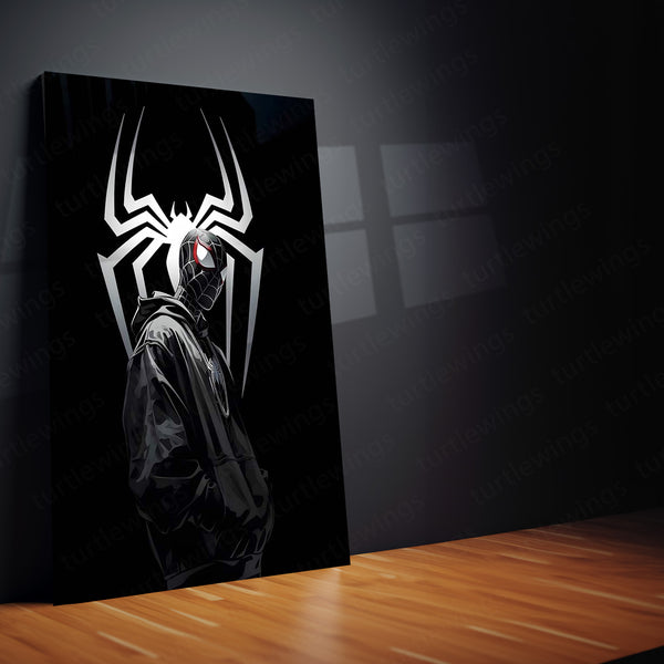 Spider-Man Miles Morales Black Suit Metal Poster | Marvel Superhero Wall Art