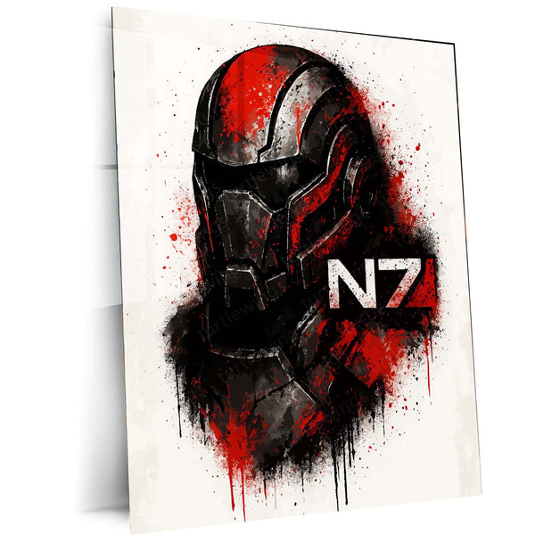 Mass Effect N7 – Grunge Warrior Art Metal Poster | Commander Shepard Gaming Wall Frame