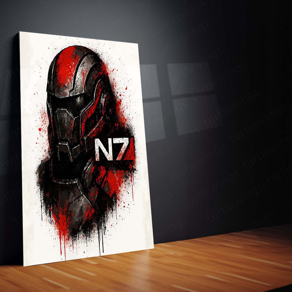 Mass Effect N7 – Grunge Warrior Art Metal Poster | Commander Shepard Gaming Wall Frame
