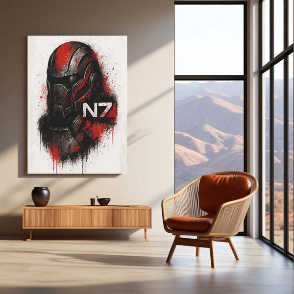 Mass Effect N7 – Grunge Warrior Art Metal Poster | Commander Shepard Gaming Wall Frame