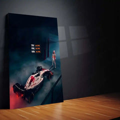 Quote Metal Poster | Max Verstappen – TRY ALONE. FAIL ALONE. WIN ALONE. | Lone Wolf Focus & Champion Mindset Metal Frame - TURTLEWINGS 