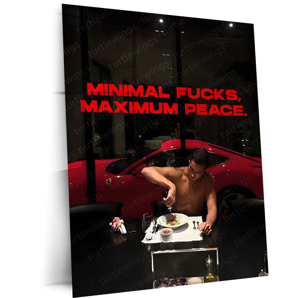 Quote Metal Poster | Maximum Peace Metal Frame Minimalist Mindset Wall Art | Quiet Power & Boundaries Quote Metal Poster